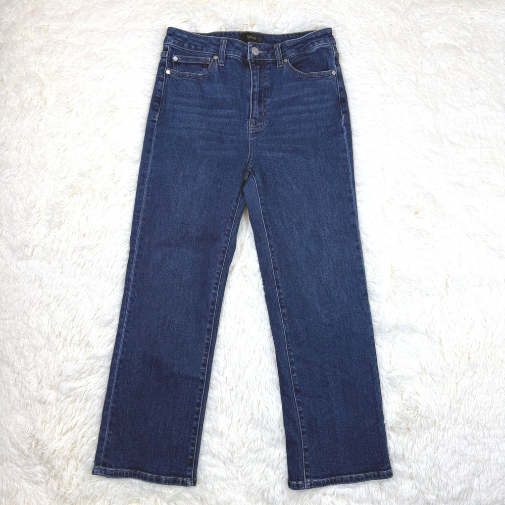 Quince Straight Jeans Womens 28 Dark Wash Stretch High Rise Denim Cropped